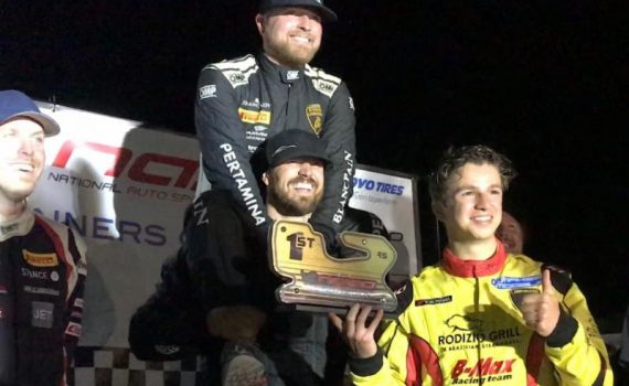 Bruno Carneiro and teammates celebrate winning the Utah 6 Hour Enduro